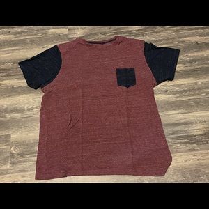 Mens Short Sleeve Pocket Tee (Red/Blue)